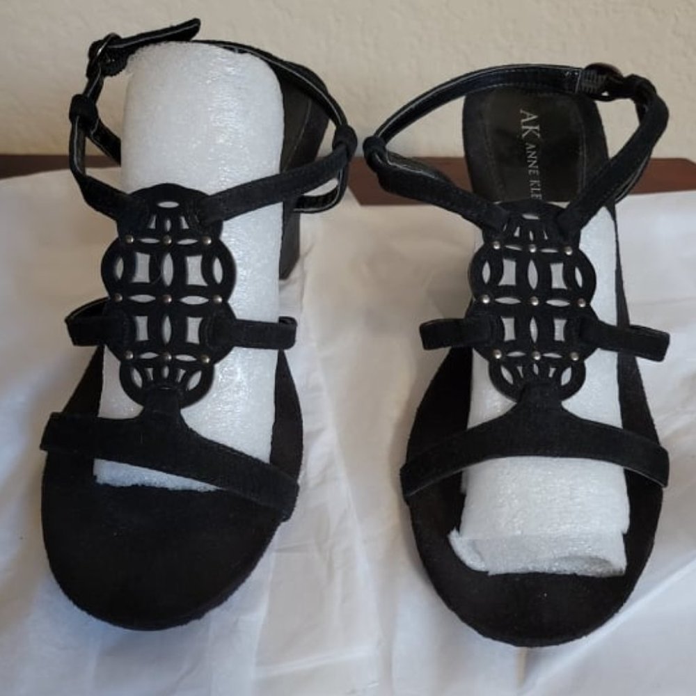 AK Anne Klein Black Suede Sandals